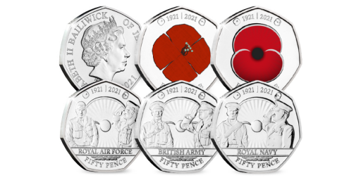 RBL Centenary BU Poppy 50p Set