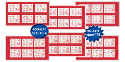 Chinese New Year 6 Years Uncut Press Sheets 2014 - 2019