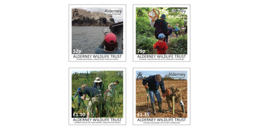 Stamps depict Alderney Wildlife Trust projects to mark charity's 20th anniversary