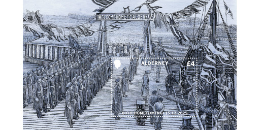 Miniature Sheet commemorates 80th Anniversary of Alderney's Homecoming Miniature Sheet commemorates 80th Anniversary of Alderney's Homecoming