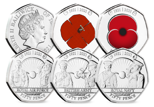 RBL Centenary BU Poppy 50p Set