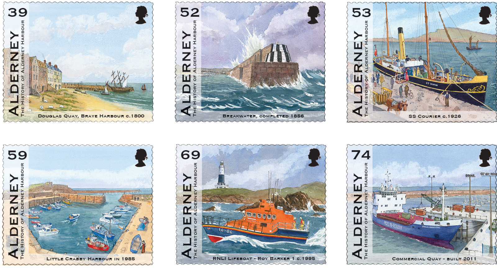 Set of six stamps